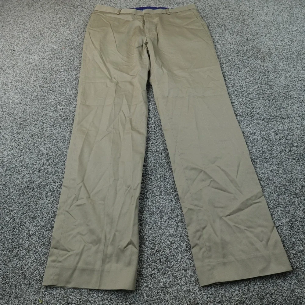 Banana Republic Pants Mens 34X34 Beige Brown Chino Trouser Slim Fit Flat Front